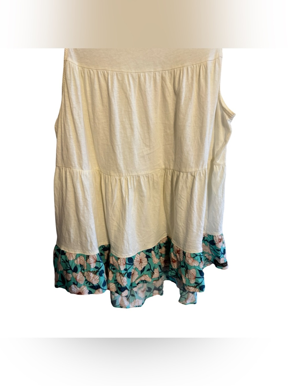 Matilda Jane Women’s Blue & White Floral Peplum Tank Top Ruffle Hem Size Large - Picture 5 of 7